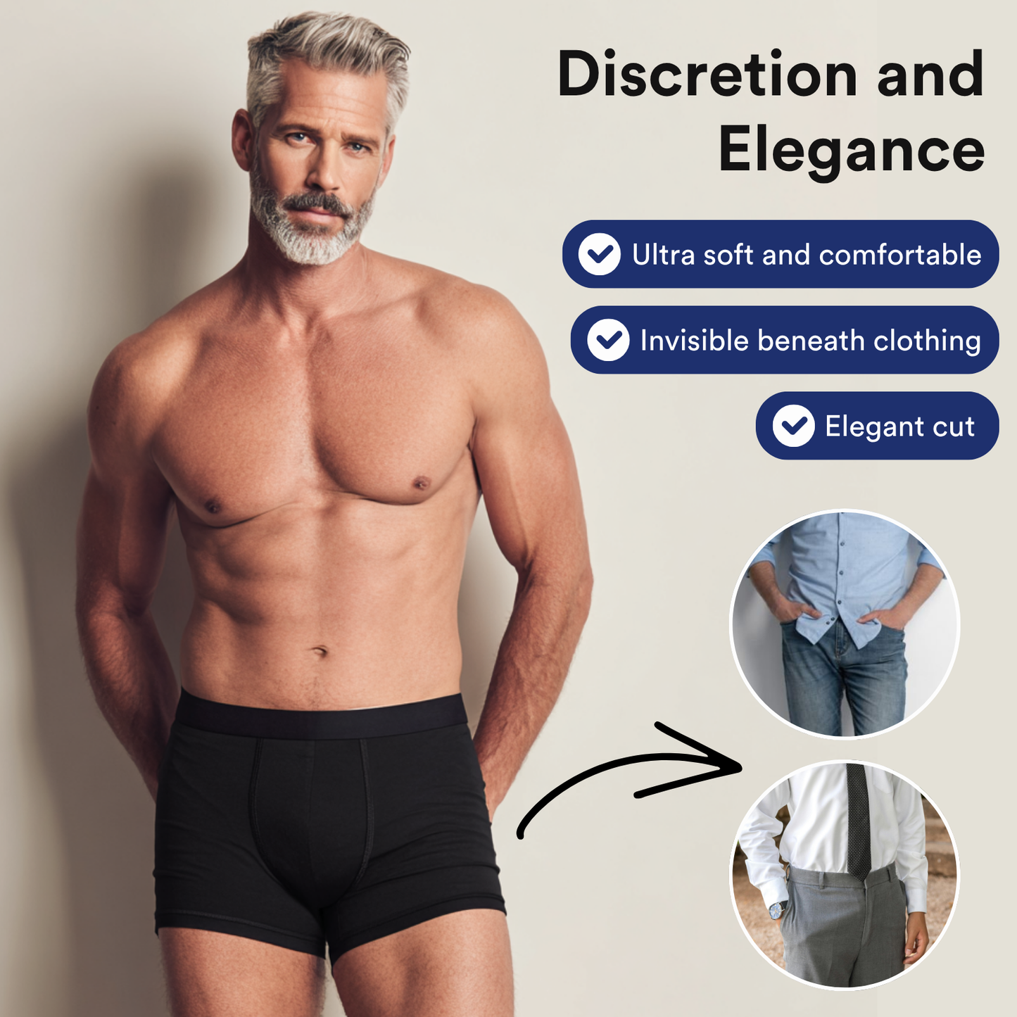 Men’s Ultra‑Absorbent Incontinence Boxer Briefs, Absorbs up to 10 oz